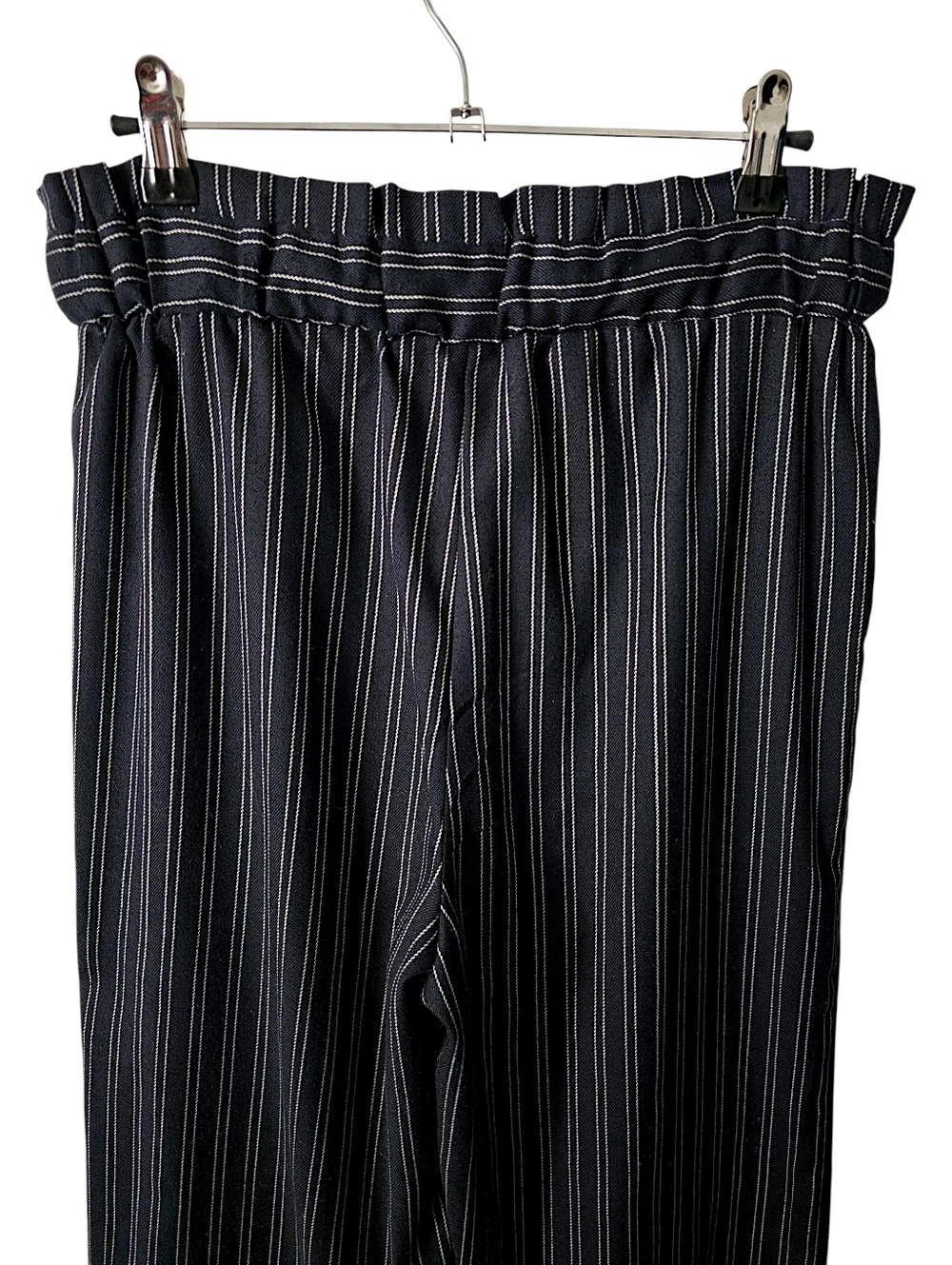 Blue Rain Pinstripe Paperbag Wide Leg Pants - Size M - Picture 7 of 9